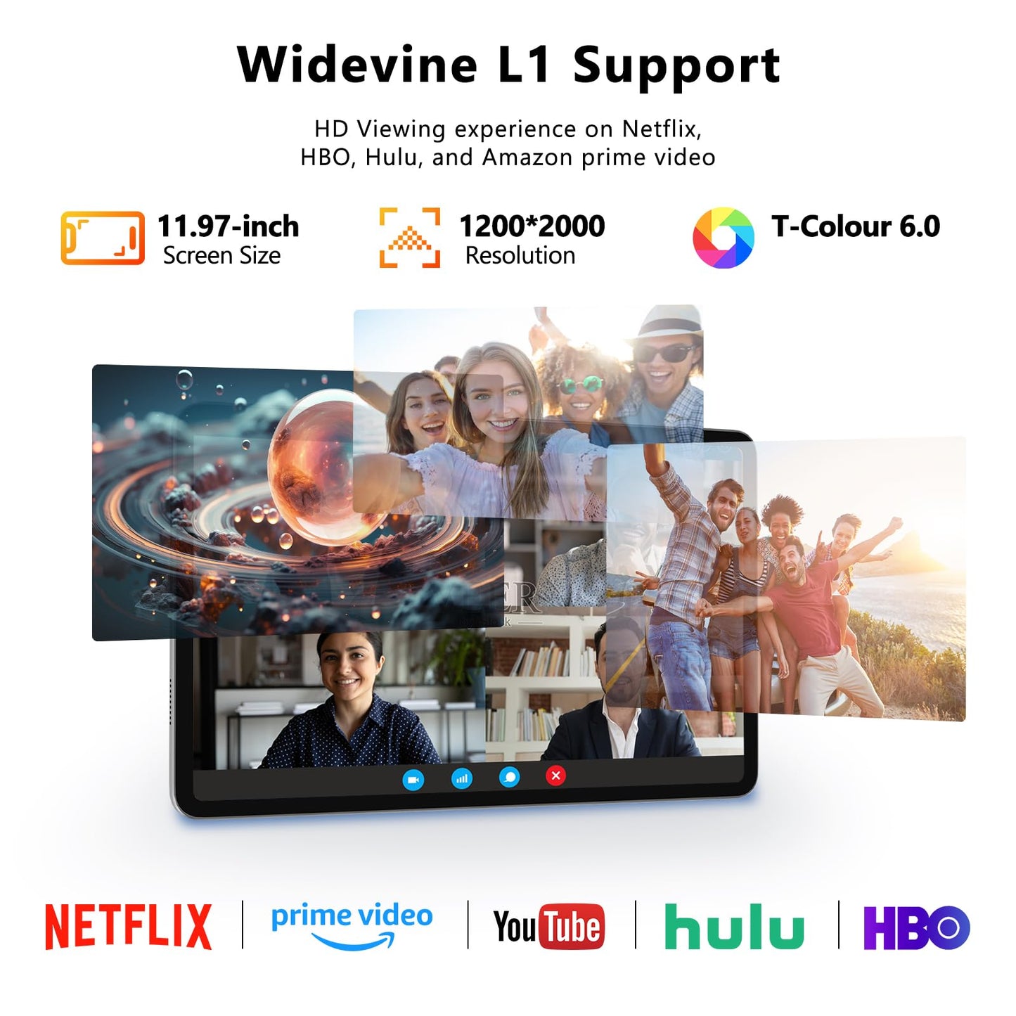 Tablet, Android 15 Tablet, 20GB RAM 128GB ROM 1TB Expansion, A733 8-Core Processor, 12 inch 2000x1200 FHD Touch Screen, 5MP+13MP Camera, WiFi6, 8000mAh Battery, Support 20W Fast Charge, Metal Grey