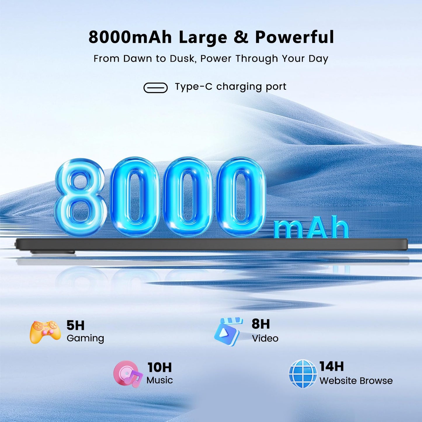 Tablet, Android 15 Tablet, 20GB RAM 128GB ROM 1TB Expansion, A733 8-Core Processor, 12 inch 2000x1200 FHD Touch Screen, 5MP+13MP Camera, WiFi6, 8000mAh Battery, Support 20W Fast Charge, Metal Grey