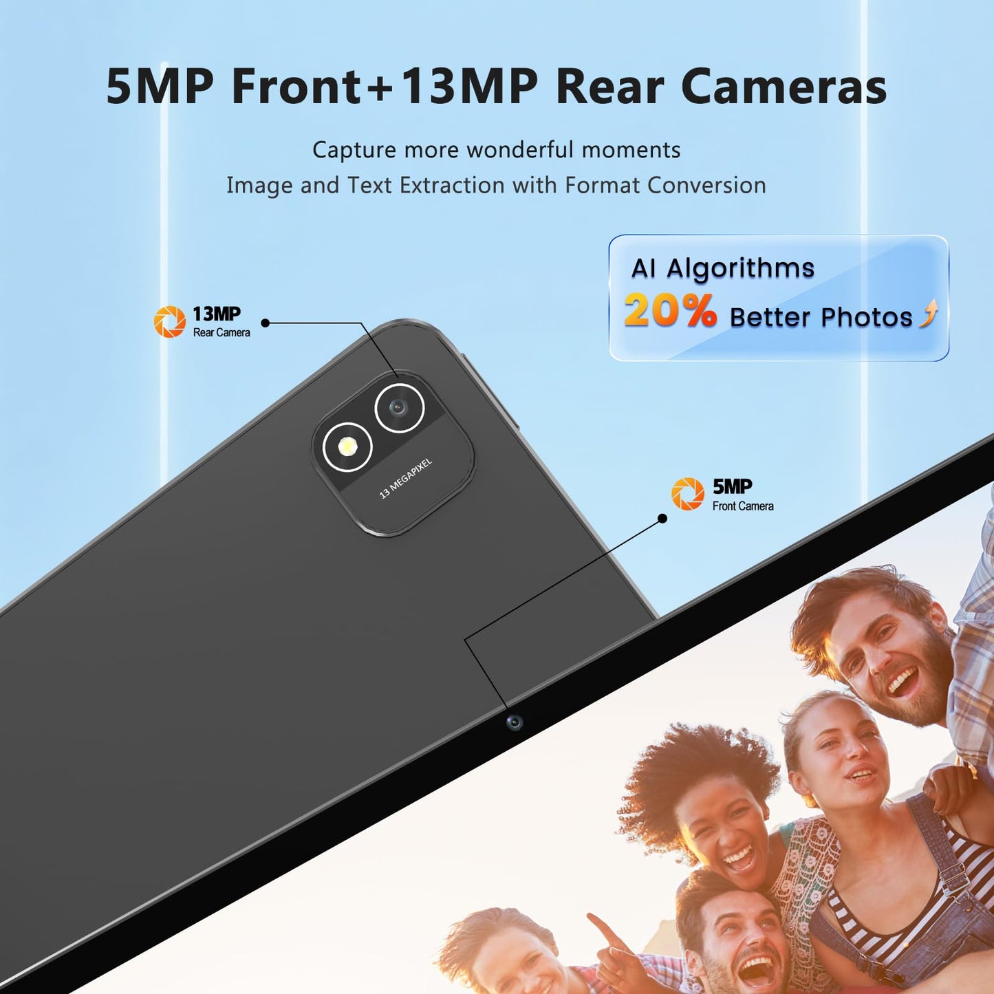 Tablet, Android 15 Tablet, 20GB RAM 128GB ROM 1TB Expansion, A733 8-Core Processor, 12 inch 2000x1200 FHD Touch Screen, 5MP+13MP Camera, WiFi6, 8000mAh Battery, Support 20W Fast Charge, Metal Grey