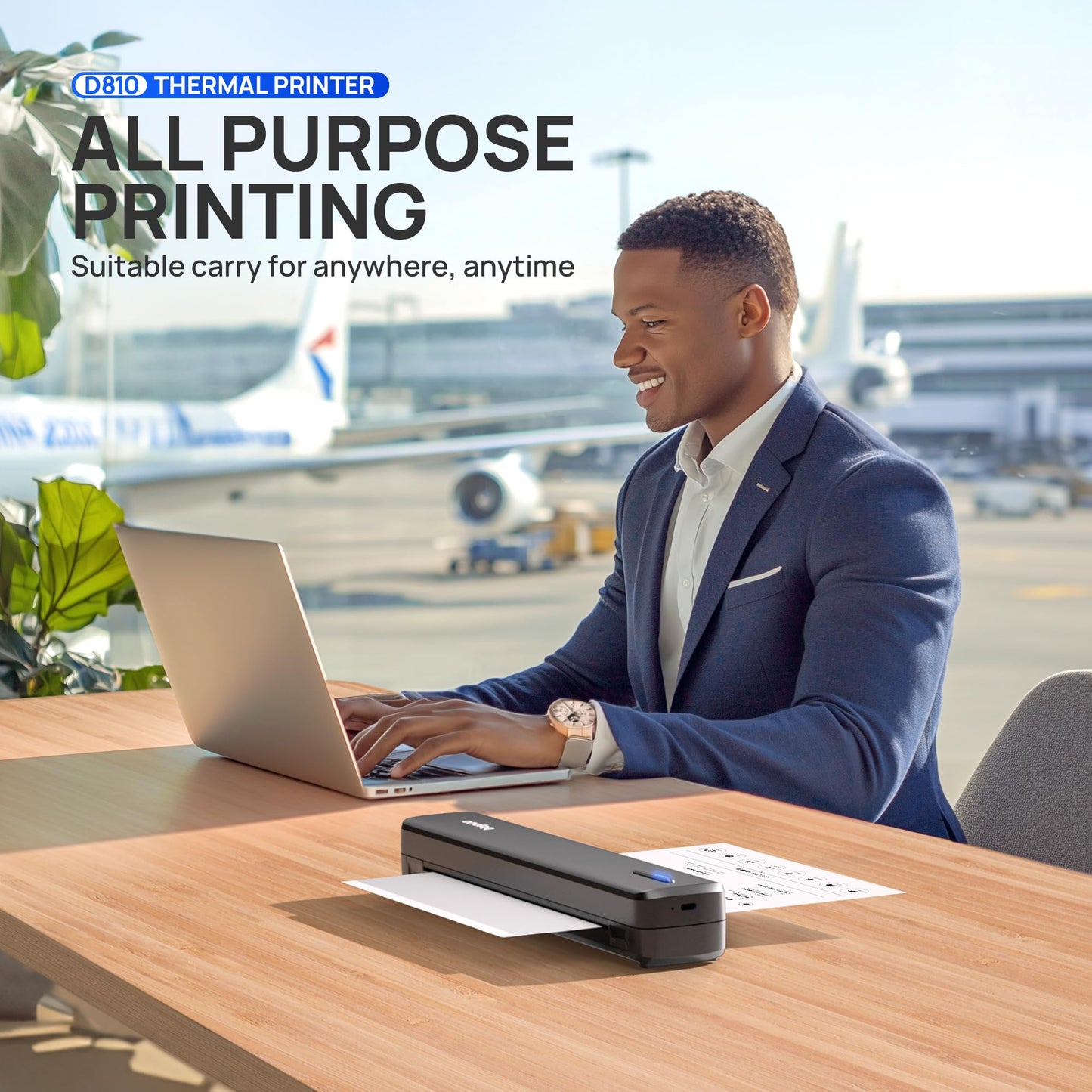 🖨️ Impresora térmica portátil POLONO D810 – Sin tinta, inalámbrica y lista para viajar