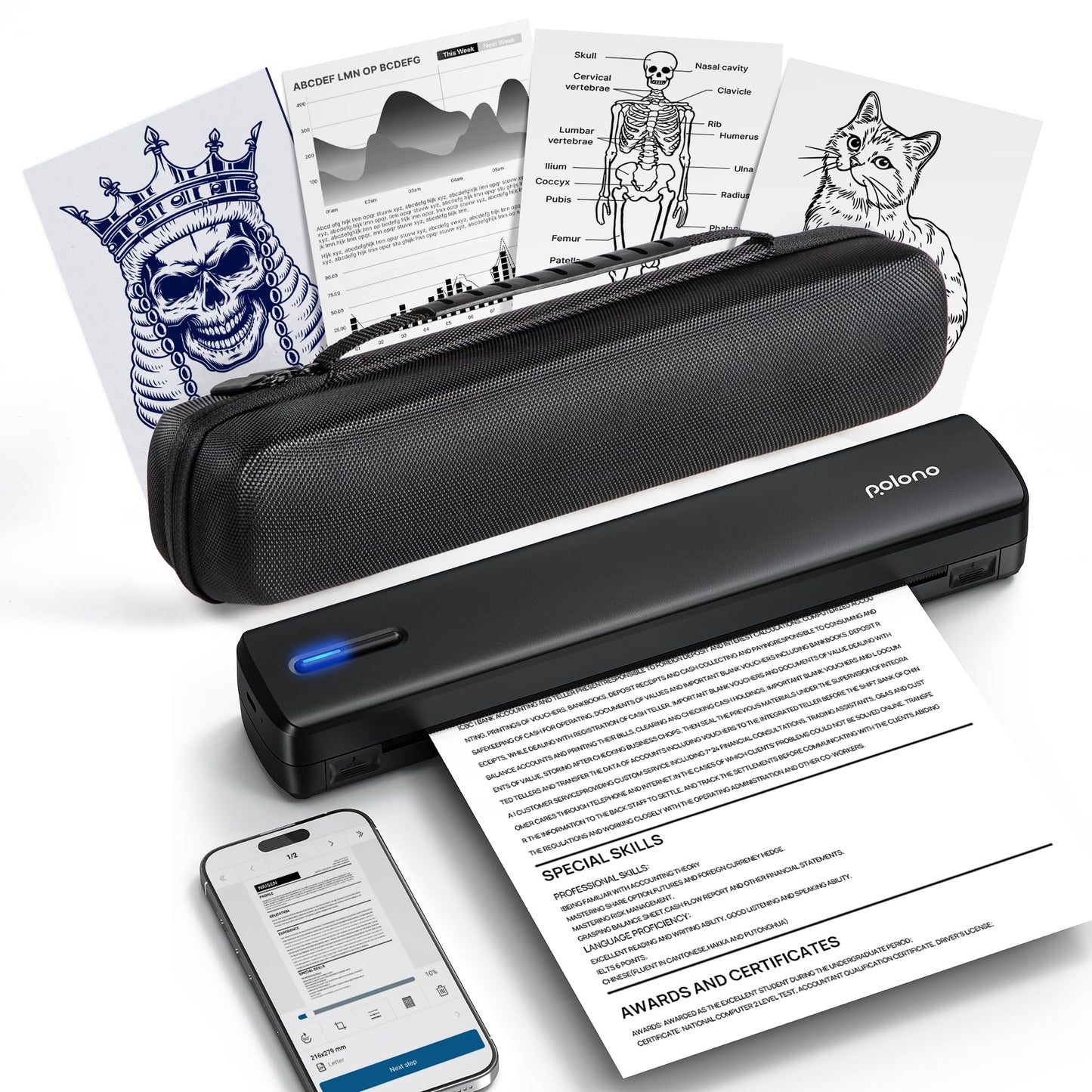 🖨️ Impresora térmica portátil POLONO D810 – Sin tinta, inalámbrica y lista para viajar