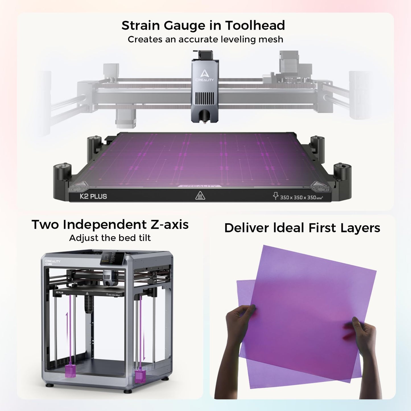 Creality K2 Plus Combo 3D Printer, Multicolor Printing with 16 Colors, 600mm/s High-Speed Printing, Dual AI Cameras for Monitoring, Full-Auto Leveling, Large Build Volume 350×350×350mm