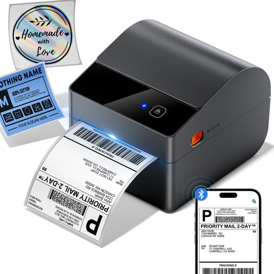 ASprink Bluetooth Shipping Label Printer 4x6, 2025 Upgraded Thermal Label Printer with Built-in Paper Bin, Thermal Printers for Small Business & Shipping Packages, Compatible with Amazon, Ebay, USPS