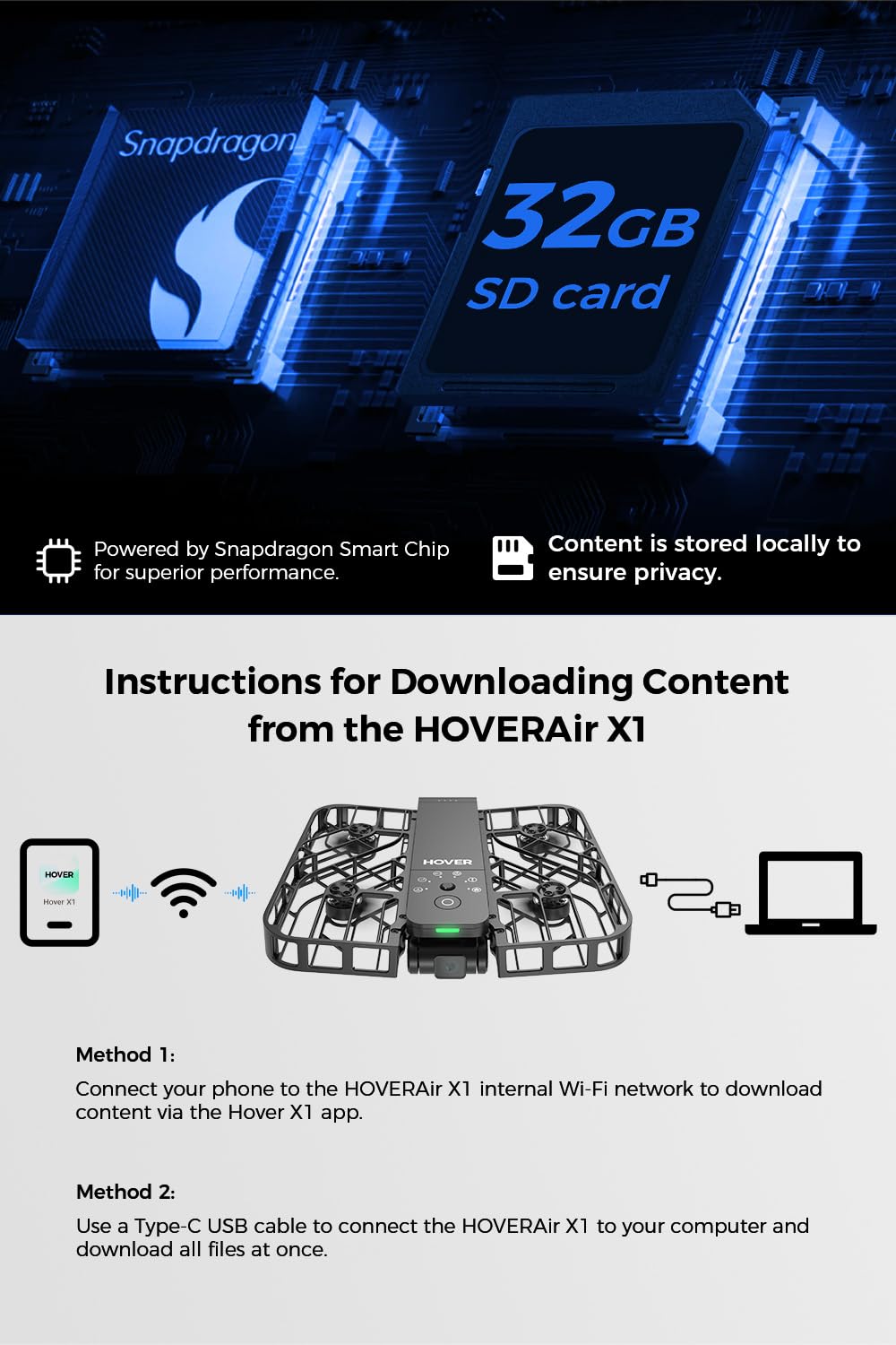 HOVERAir X1 Drone with Camera, Self-Flying Camera Drone with Follow Me Mode, Foldable Mini Drone with HDR Video Capture, Palm Takeoff, Intelligent Flight Paths, Hands-Free Control Black (Standard)