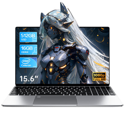 AIERXUAN 15.6" FHD IPS Laptop Computer, Windows 11 Laptops with 16GB RAM 512GB 4 Cores N5095, Fingerprint, Backlit Keyboard, Wi-Fi 5, BT4.2, Numpad, for Business and Students
