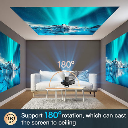 [180°Adjustable Stand]HIPPUS Smart Mini Projector with WiFi and Bluetooth, Full HD 1080P, Auto Keystone, Portable Ceiling Projector,Wifi 6,Android 11.0 (Black)