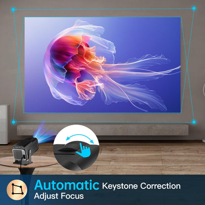 [180°Adjustable Stand]HIPPUS Smart Mini Projector with WiFi and Bluetooth, Full HD 1080P, Auto Keystone, Portable Ceiling Projector,Wifi 6,Android 11.0 (Black)