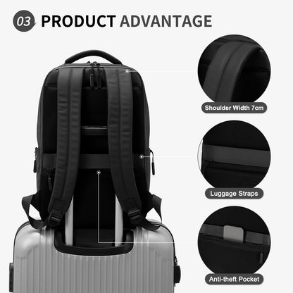SUIKIHUM Waterproof Laptop Backpack for Men & Women, Flight Approved Anti-Theft Daypack with 15.6-inch Laptop Sleeve (Black)