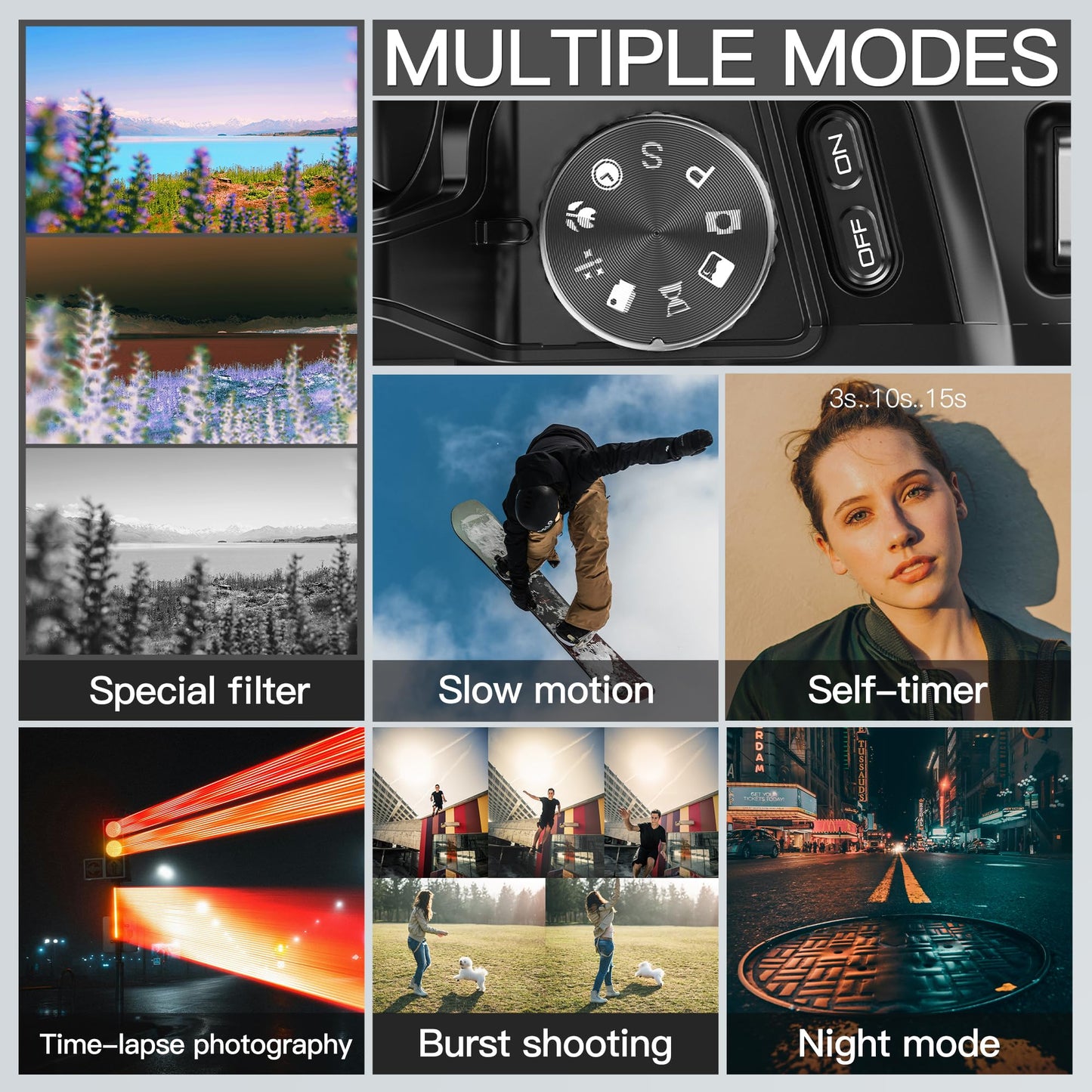 Cameras for Photography - 5K Digital Cameras with 180°Flip Screen, 64MP Vlogging Camera for YouTube, 16X Optical Zoom Shoot Fotograficas, 58mm UV Lens,2 Batteries