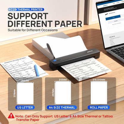 🖨️ Impresora térmica portátil POLONO D810 – Sin tinta, inalámbrica y lista para viajar